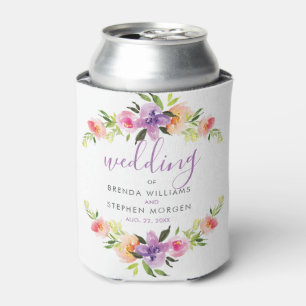 Enfriador De Latas Tipografía moderna Watercolores Flores Marco