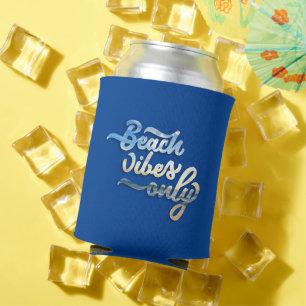 Enfriador De Latas Tipografía Solo Vibraciones de Playa Azul Oscuro