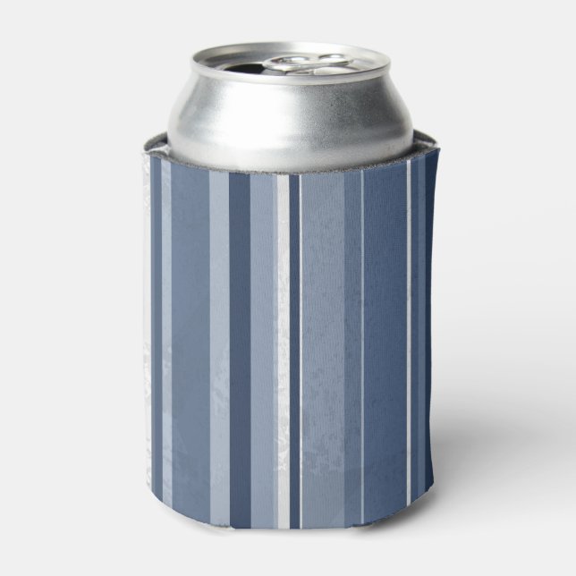 Enfriador De Latas Tiras de azul y blanco (Lata Anverso)