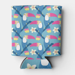 Enfriador De Latas Tocan tropical: vibrante patrón floral.