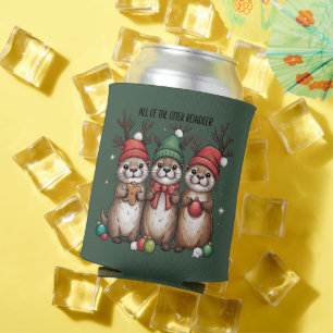 Enfriador De Latas Todos Los Animales De Reno De Nutria Navidad Invie