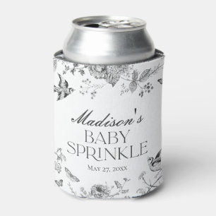 Enfriador De Latas Toile De Jouy Negro Floral Vintage Baby Sprinkle