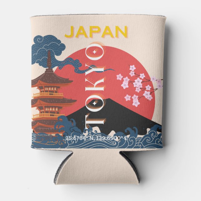 Enfriador De Latas Tokio Japón: Arte de viajes, arte de viajes retro (Anverso)