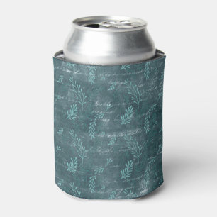 Enfriador De Latas Tonos De Azul Verde Turquesa Escritura A Mano Vint