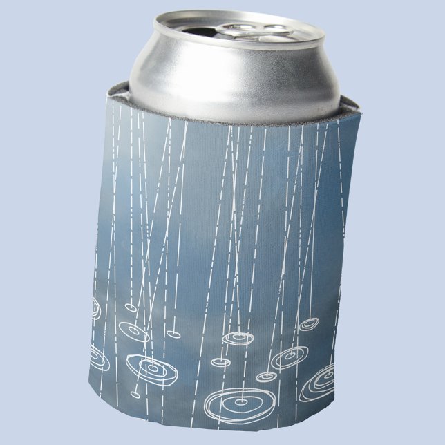 Enfriador De Latas Tormenta de lluvia azul (Rainy weather blue can cooler)