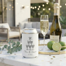 Torre de champán Doodle Nombre personalizado Boda