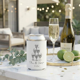 Enfriador De Latas Torre de champán Doodle Nombre personalizado Boda