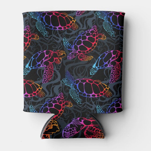 Enfriador De Latas Tortuga marina psicodélica: Boho Ocean (Anverso)