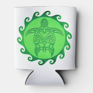 Enfriador De Latas Tortuga Tribal del Mar Verde