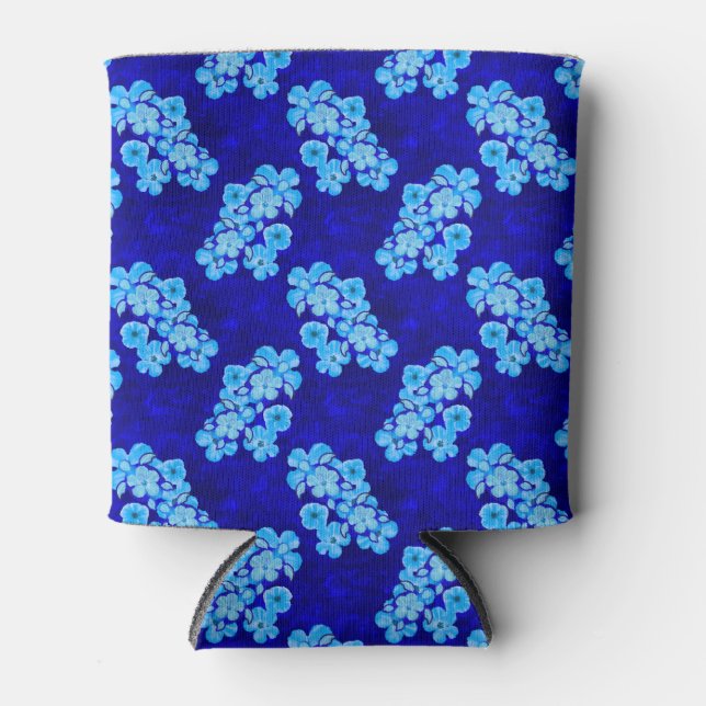 Enfriador De Latas Tortugas de Honu azul oceánico Flores de Hibiscus (Anverso)