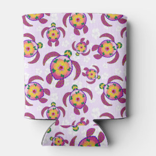 Enfriador De Latas Tortugas honu rosas flores de hibiscus