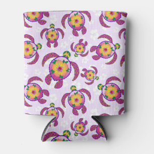 Enfriador De Latas Tortugas honu rosas flores de hibiscus