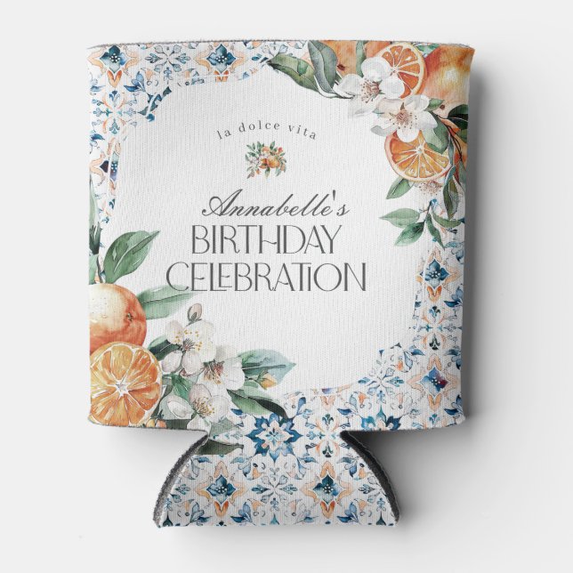Enfriador De Latas Toscana Tile Citrus Fiesta de Cumpleaños Italiana  (Anverso)