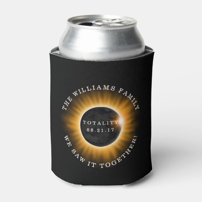 Enfriador De Latas Totalidad familiar Eclipse solar personalizado (Lata Anverso)