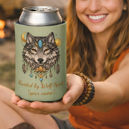 Enfriador De Latas Tótem Lobo Tribal: Animal Espiritual Personalizado