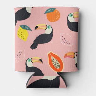 Enfriador De Latas Toucan con abstracto Frutos Tropicales
