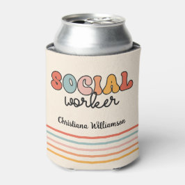 Enfriador De Latas Trabajador social retro personalizado