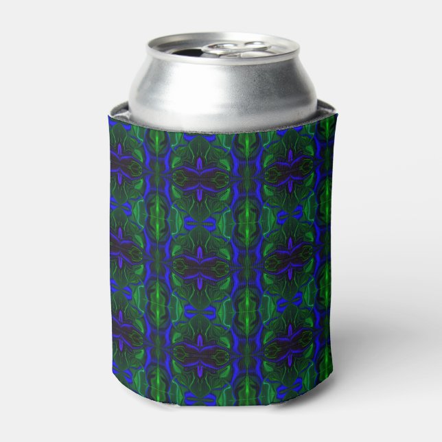 Enfriador De Latas Traços azuis 'flutuando' sobre fundo verde. (Lata Anverso)
