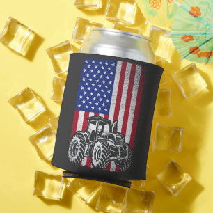 Enfriador De Latas Tractores Bandera Americana Patriótica Agricultura
