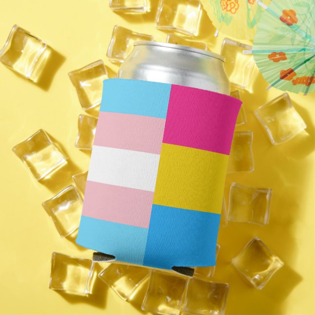 Enfriador De Latas Transgender Pansexual Dual Pride Flag (Verano in situ)