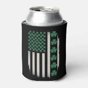 Enfriador De Latas Tréboles de la bandera estadounidense Día de San P