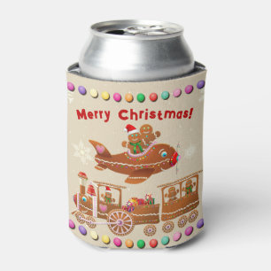 Enfriador De Latas Tren Y Avión De Xmas De Gingerbread