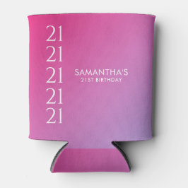 Enfriador De Latas Trendy Modern Bold Pink Gradient 21st Birthday