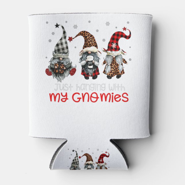 Enfriador De Latas Tres Gnomis En Navidades Rojos Sólo Colgando Con M (Anverso)