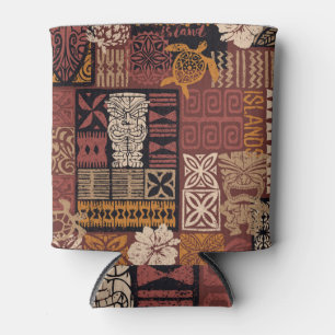 Enfriador De Latas Tribal hawaiana: Parchwork de tela vintage