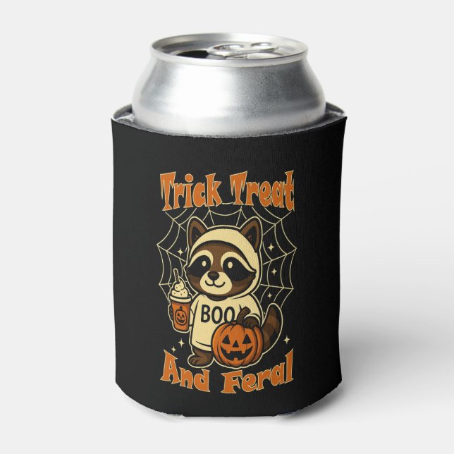 Enfriador De Latas Trick Treth y Feral Cute Halloween (Lata Anverso)