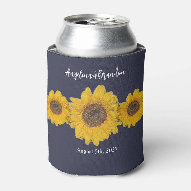 Enfriador De Latas trío de girasol para bodas no2 (Lata Anverso)