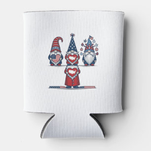 Enfriador De Latas Trío de gnomos patrióticos diseño vectorial vintag