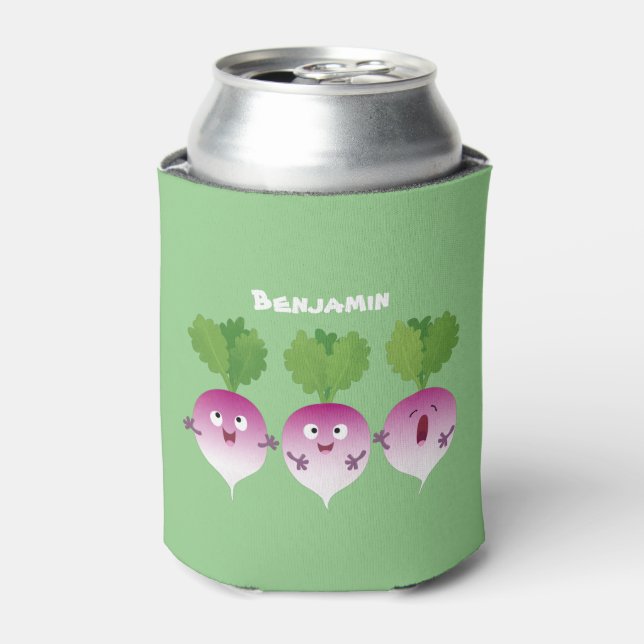 Enfriador De Latas Trío de verduras de nabo lindo personalizado (Lata Anverso)