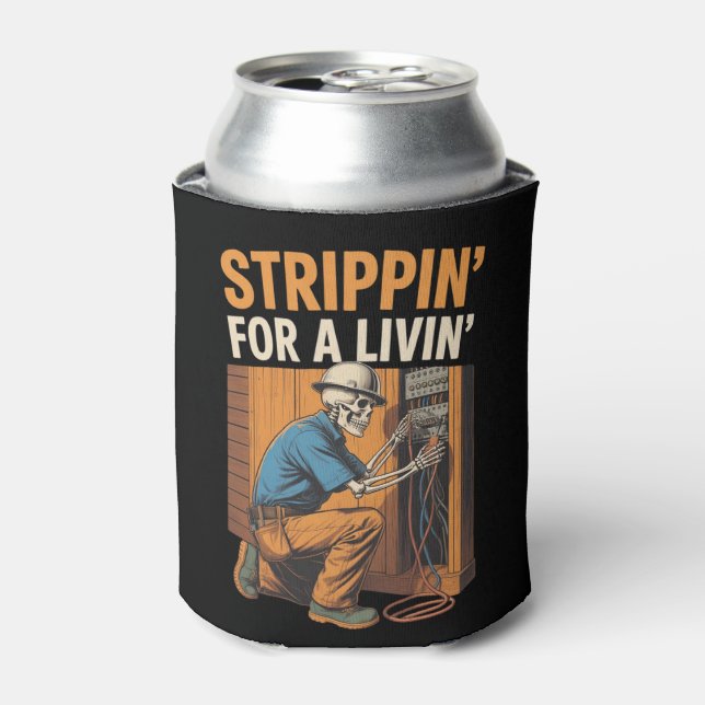 Enfriador De Latas Trippin' for A Livin' Funny Skeleton Electrician  (Lata Anverso)