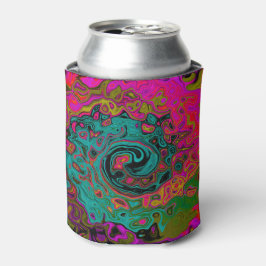 Enfriador De Latas Trippy Turquoise Resumen Retro Liquid Swirl