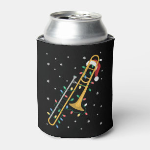 Enfriador De Latas Trombón de Navidad Sombrero de Santa Luces Copos d