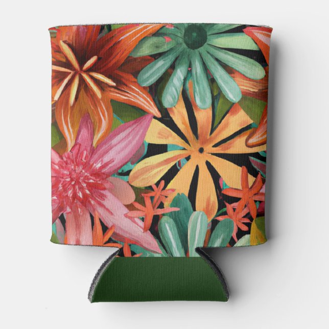 Enfriador De Latas tropical/hawaiano/floral/floral (Anverso)