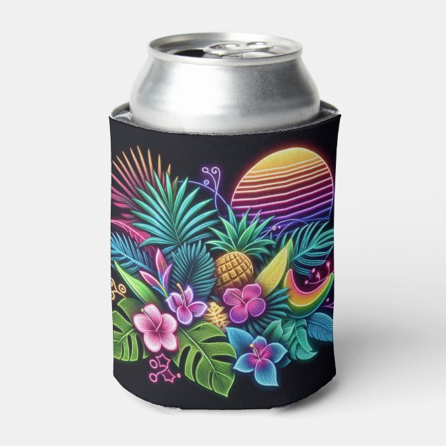 Enfriador De Latas Tropical neón colorido/hawaiano (Lata Anverso)
