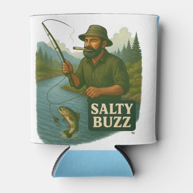 Enfriador De Latas Trout Fishing Salty Buzz (Anverso)