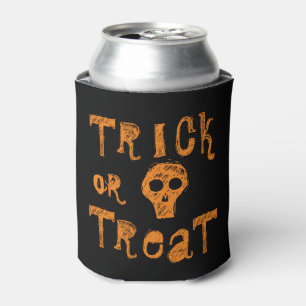 Enfriador De Latas Truco o trato Grunge Naranja Calavera Halloween
