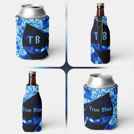 Enfriador De Latas True Blue Edgy Resumen de Iniciales Personalizadas