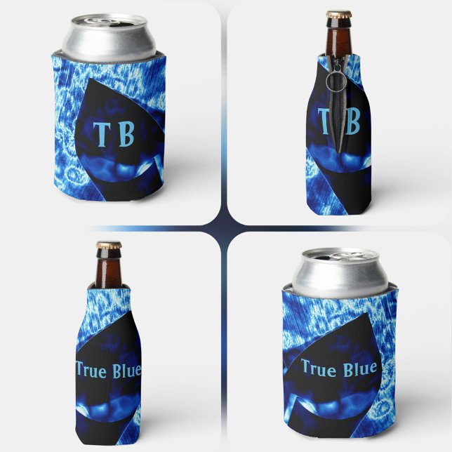 Enfriador De Latas True Blue Edgy Resumen de Iniciales Personalizadas (Subido por el creador)