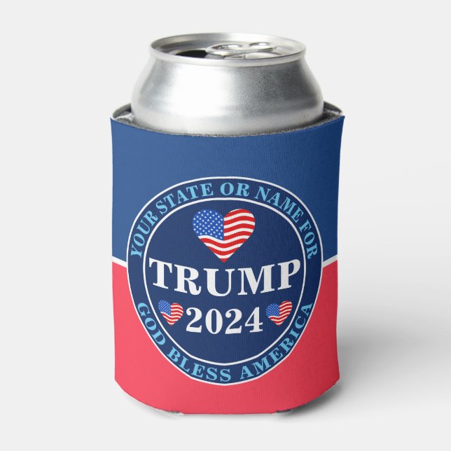 Enfriador De Latas Trump 2024 se enfrenta a un hombre patriótico del  (Lata Anverso)