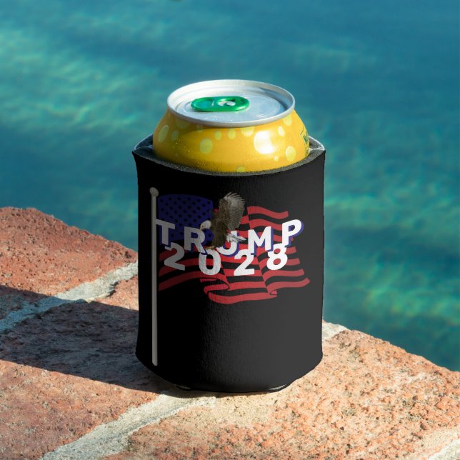Enfriador De Latas Trump 2028 Flag and Bald Eagle (Piscina in situ)
