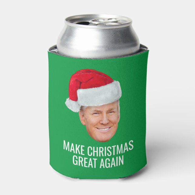 Enfriador De Latas Trump con Santa Hat - Hacer a los Navidades grande (Lata Anverso)