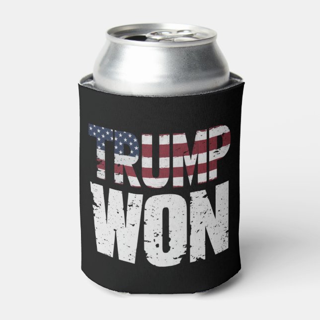 Enfriador De Latas Trump ganó las elecciones de 2024 con el 47° presi (Lata Anverso)