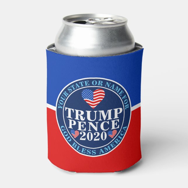 Enfriador De Latas Trump Pence 2020 Hearts Patriotic Guy Stuff (Lata Anverso)