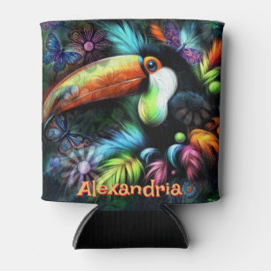 Enfriador De Latas Tucán Pájaro Abstracto Caprichoso Personalizado