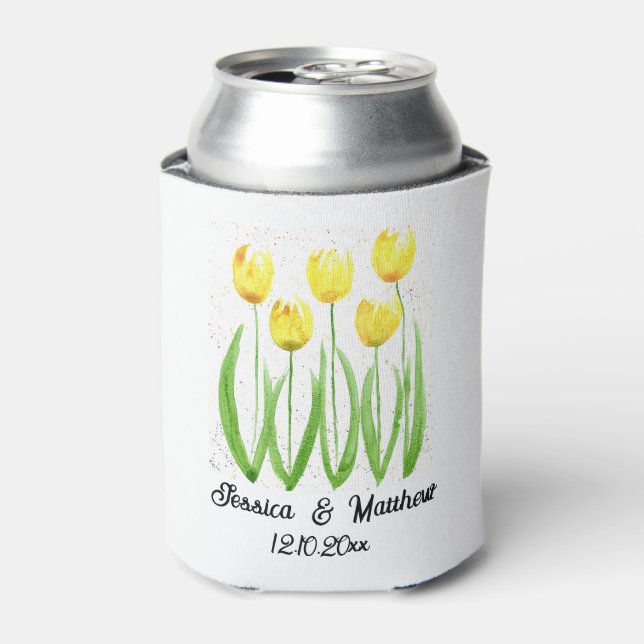 Enfriador De Latas Tulipanes amarillos florales Primavera Rusos Bodas (Lata Anverso)