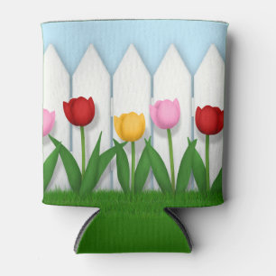Enfriador De Latas Tulipanes de primavera alegres y valla de boleto b